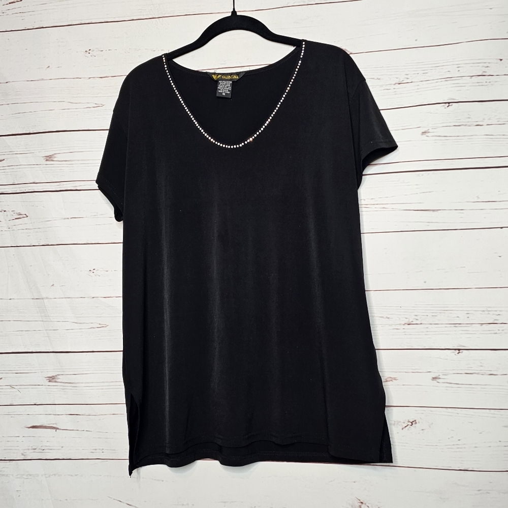 Valentina Black Rhinestone Detail Blouse